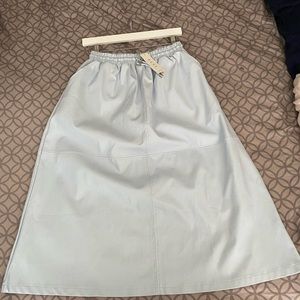 Elvi A-Line midi faux leather skirt light Blue US size 14/ UK Size 18